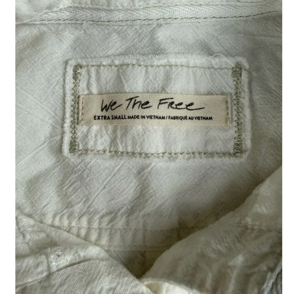 We The Free Free People freddie White Oversize Long Sleeve Top XS
